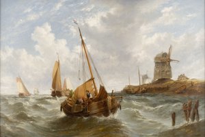 Seascape com barcos